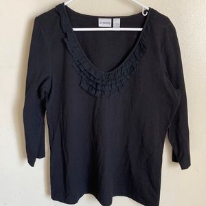 Chico’s black quarter sleeve top.